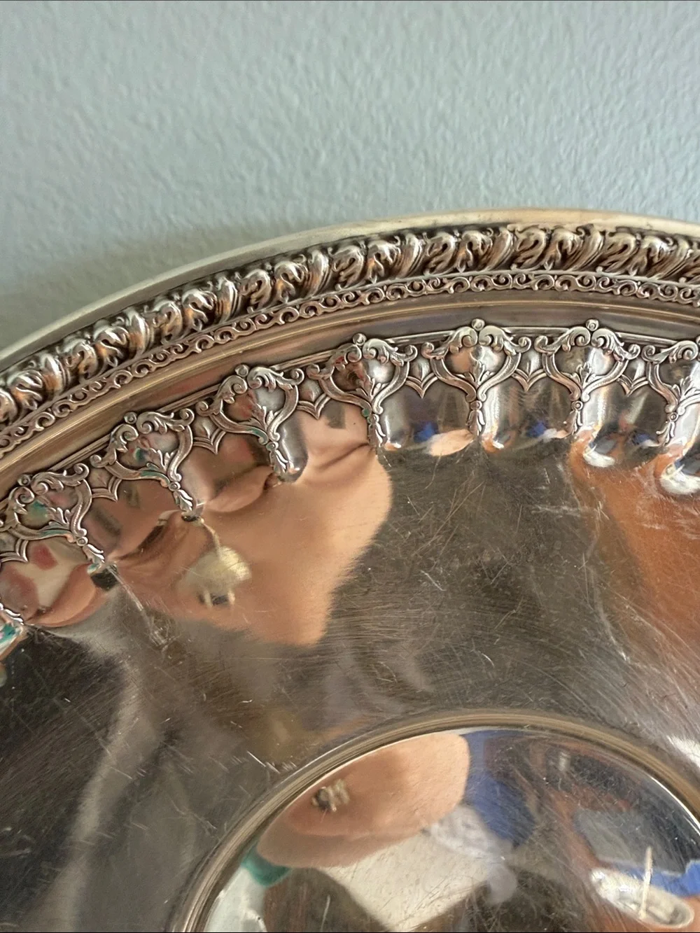 Vintage Reed & Barton Silver Ornate Round Charger Plate/ Platter 1202